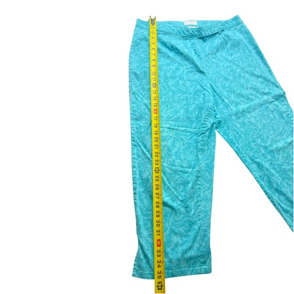 Worthington Stretch Teal Blue Floral Capri Pants Cotton Plus Size‎ 18W Summer - Picture 8 of 9